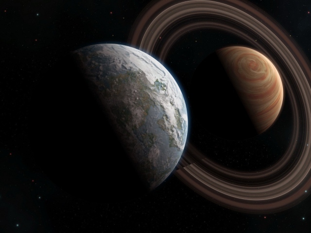 Две планеты освещенные солнцем