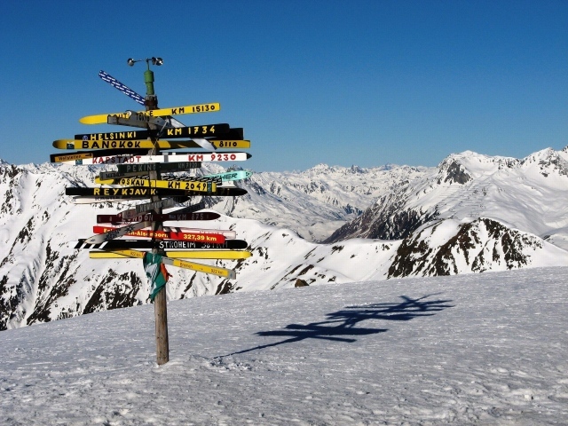 Дорожный указатель на горнолыжном курорте Ишгль, Австрия