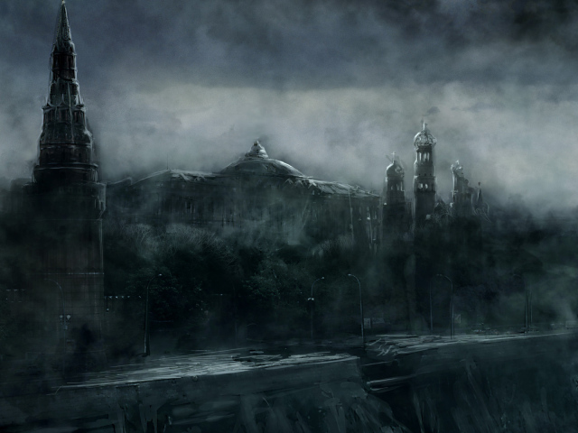 Мрачный вид на Кремль