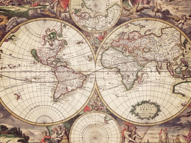 Старинная карта Мира мореплавателей