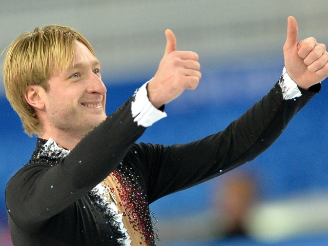 Обладатель золотой медали в дисциплине фигурное катание на коньках Евгений Плющенко на олимпиаде в Сочи