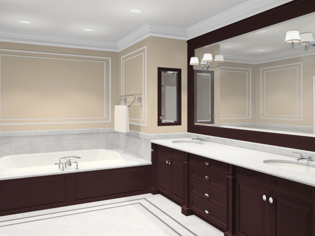 Большое зеркало в ванной