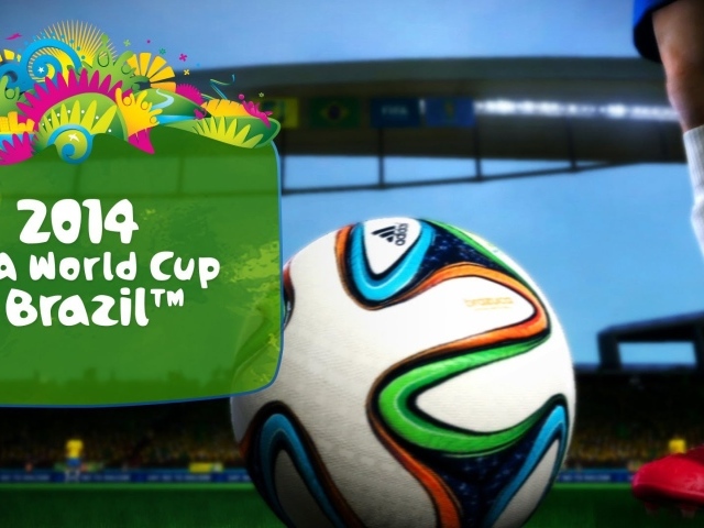 Мяч на поле Чемпионата Мира по футболу в Бразилии 2014