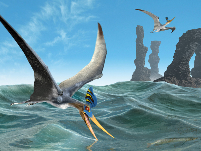 Летающие динозавры над морем