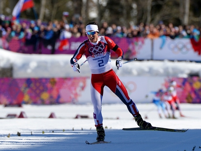Обладательница золотой медали Марит Бьорген в дисциплине лыжные гонки на олимпиаде