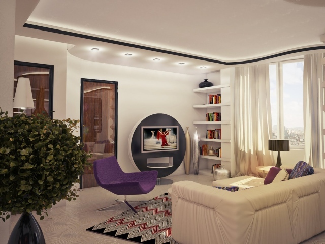 Зеленый букет в гостиной