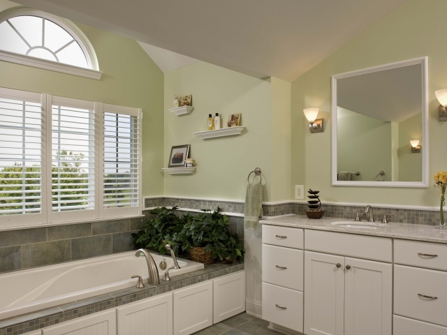 Зеленые растения в ванной комнате