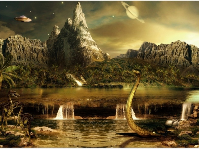 Пейзаж с динозаврами