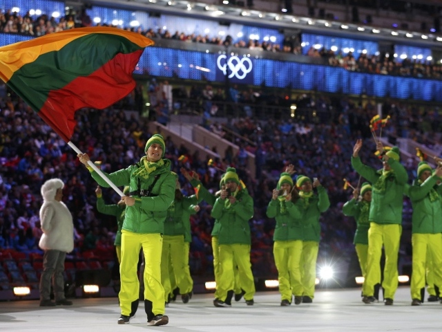 Команда Литвы на открытии Олимпиады в Сочи