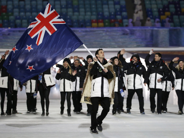 Команда Новой Зеландии на открытии Олимпиады в Сочи