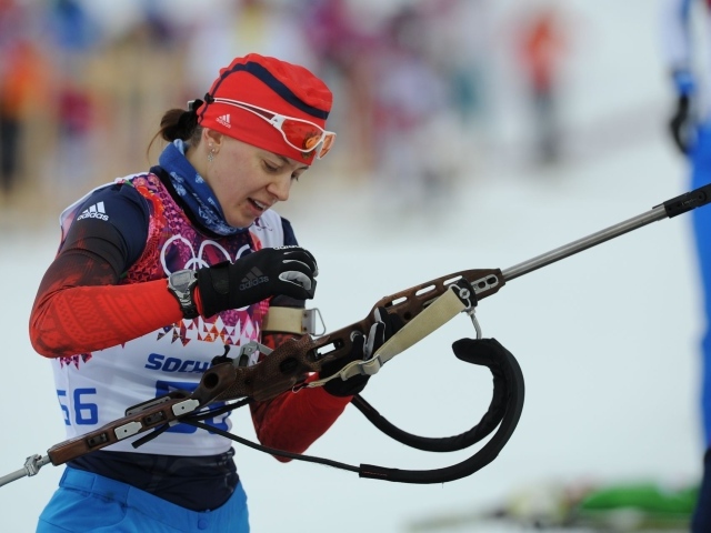 Ольга Вилухина Россия биатлон серебряная медалистка Олимпиады в Слчи