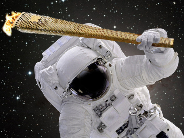 Олимпийский огонь в космосе в Сочи 2014