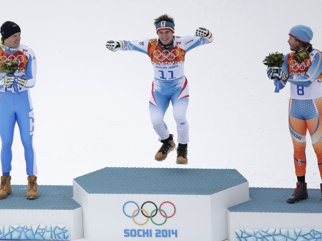 Пьедестал соревнований по горным лыжам на Олимпиаде в Сочи