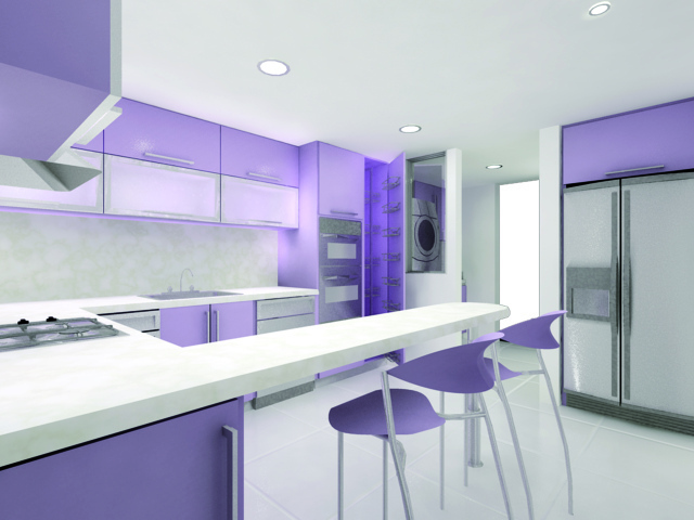 Фиолетовый стиль кухни