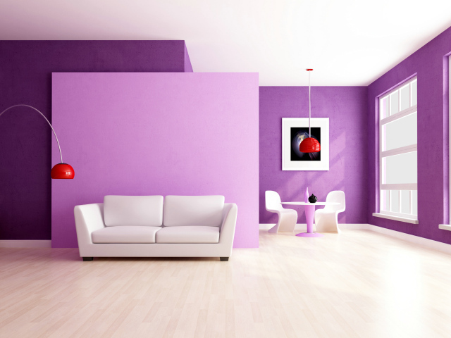 Фиолетовый стиль гостиной