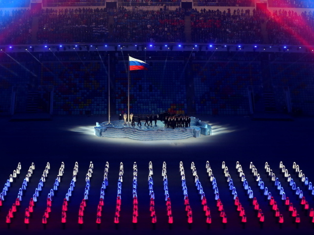 Шоу с флагом на открытии Олимпиады в Сочи