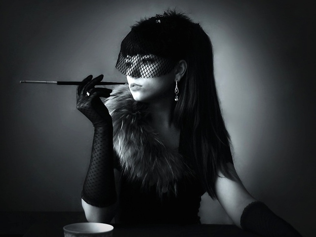 Курящая девушка в стиле ретро