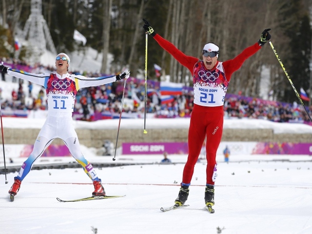 Шведский лыжный гонщик  Маркус Хельнер обладатель золотой и серебряной медали в Сочи