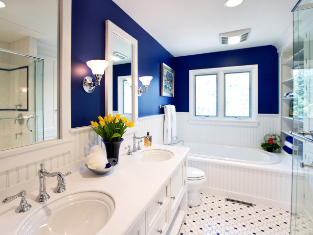 Бело голубой цвет ванной комнаты