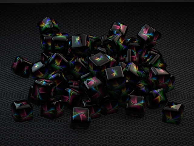 Горка черных кубов с  орнаментами