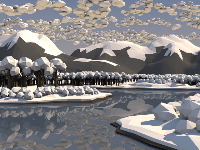 Зимний лес, 3Д графика