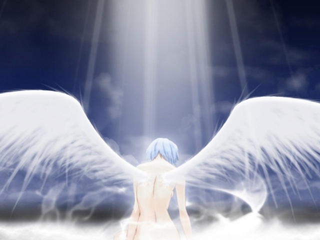 Ангел аниме в лучах света