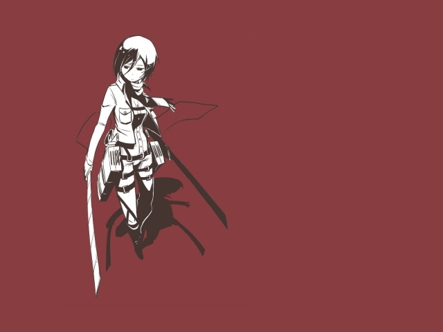 Герой аниме Атака Титанов на красном фоне