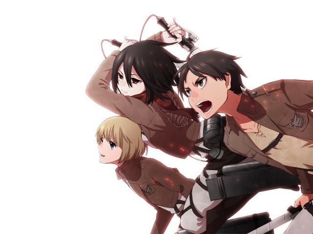 Герои аниме Атака Титанов идут в атаку