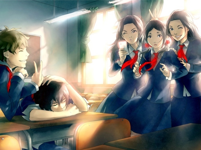 Персонажи аниме в школьной форме