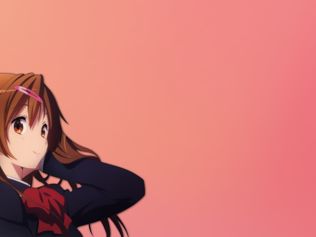 Аниме девушка Нибутани Шинка, розовый фон