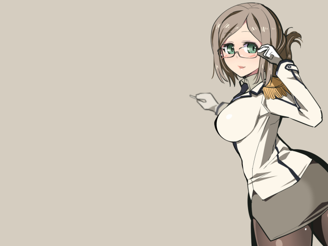 Аниме девушка Кантай, серый фон