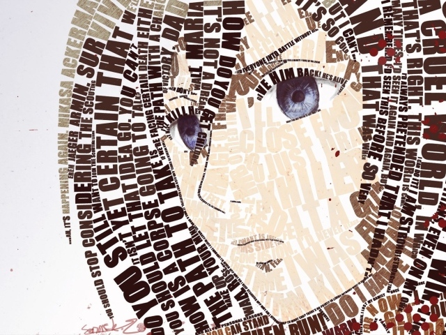 Лицо аниме девушки из букв