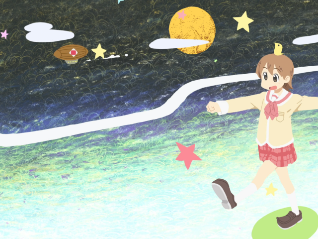 Аниме девушка на детском рисунке