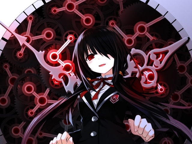 Девушка аниме на фоне циферблата, Date A Live