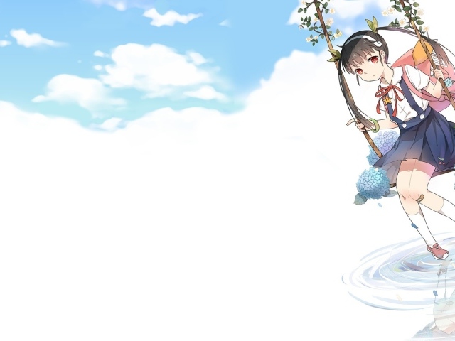 Аниме девушка катается на качелях