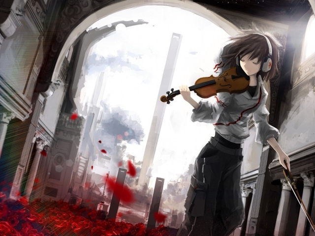 Девушка со скрипкой аниме