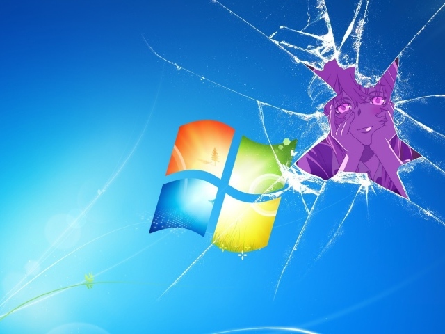 За разбитым экраном девушка аниме