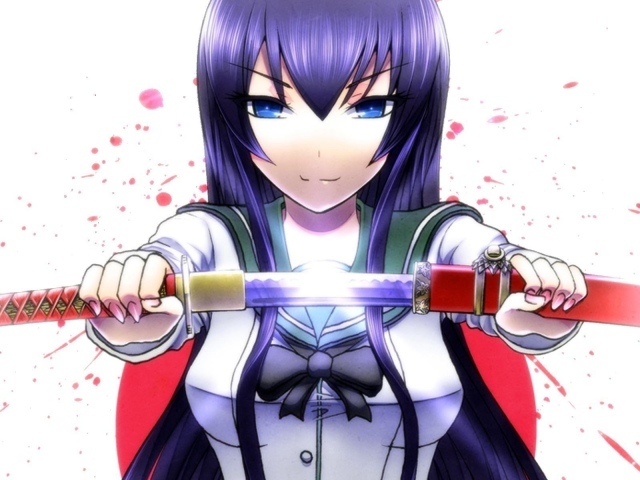 Девушка с катаной в аниме Highschool DxD