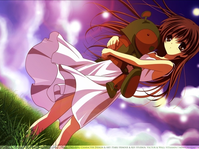 Девочка с игрушкой в аниме Кланнад