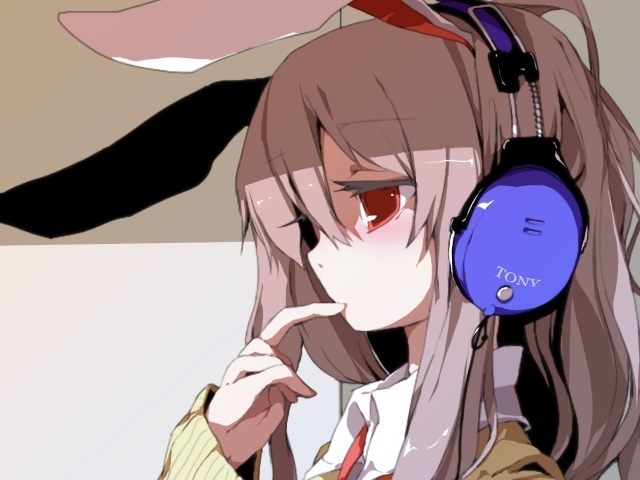 Девушка в наушниках в аниме Touhou Project