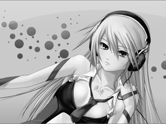 Серый рисунок девушки аниме