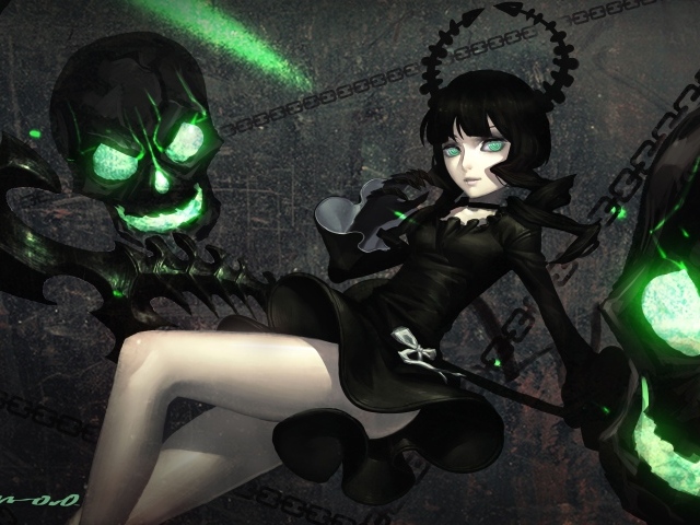 Зеленые черепа в аниме Black Rock Shooter