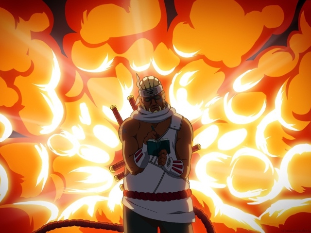 Герой Naruto Shippuuden на фоне взрыва