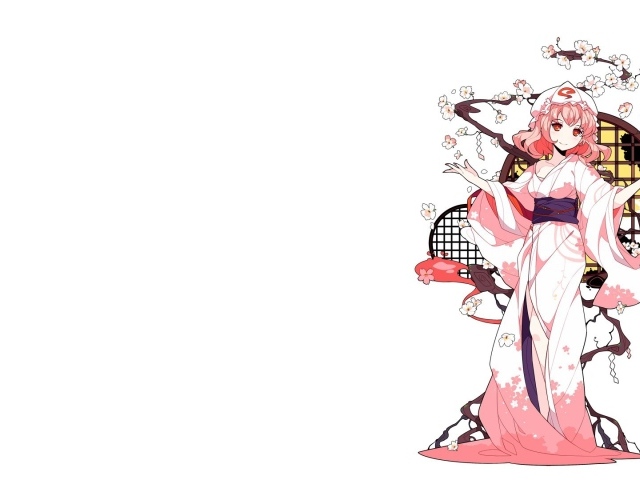 Девушка в японском наряде, аниме Saigyouji Yuyuko