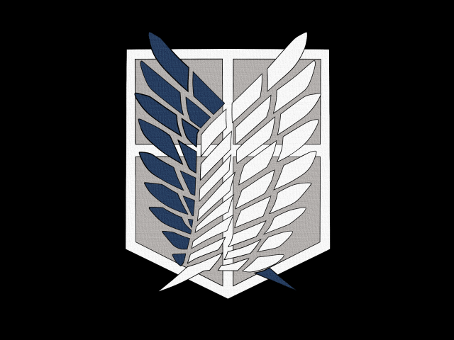 Логотип из аниме Атака Титанов на черном фоне