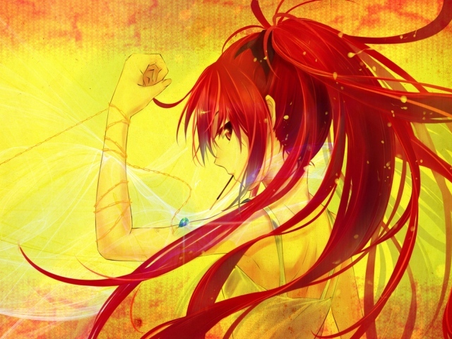 Могучая красноволосая девушка аниме