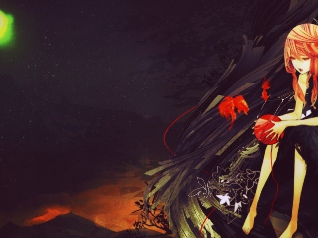 Рыжая девушка в аниме Guilty Crown