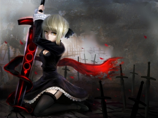 Красно черный меч в аниме Fate Series
