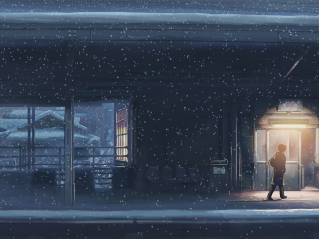 Снегопад в аниме Пять сантиметров в секунду