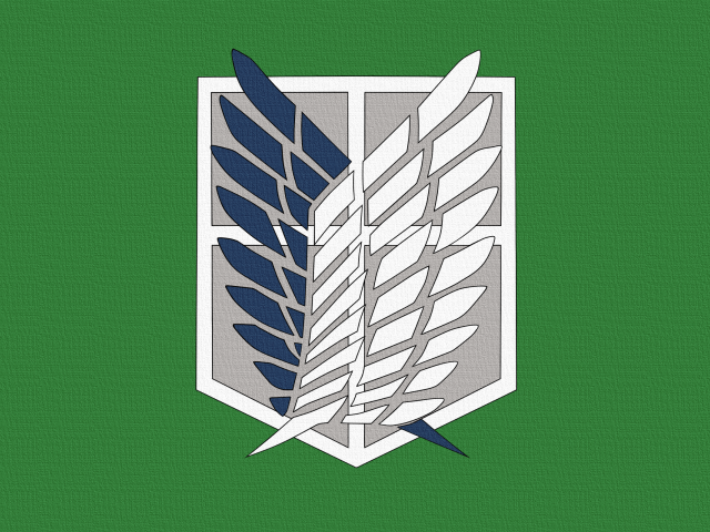 Символ аниме Атака Титанов на зеленом фоне